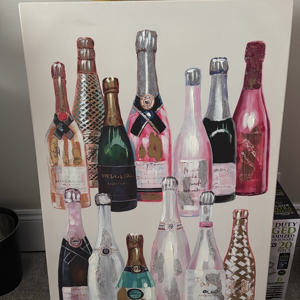 Colorful Champagne Bottle Canvas Art